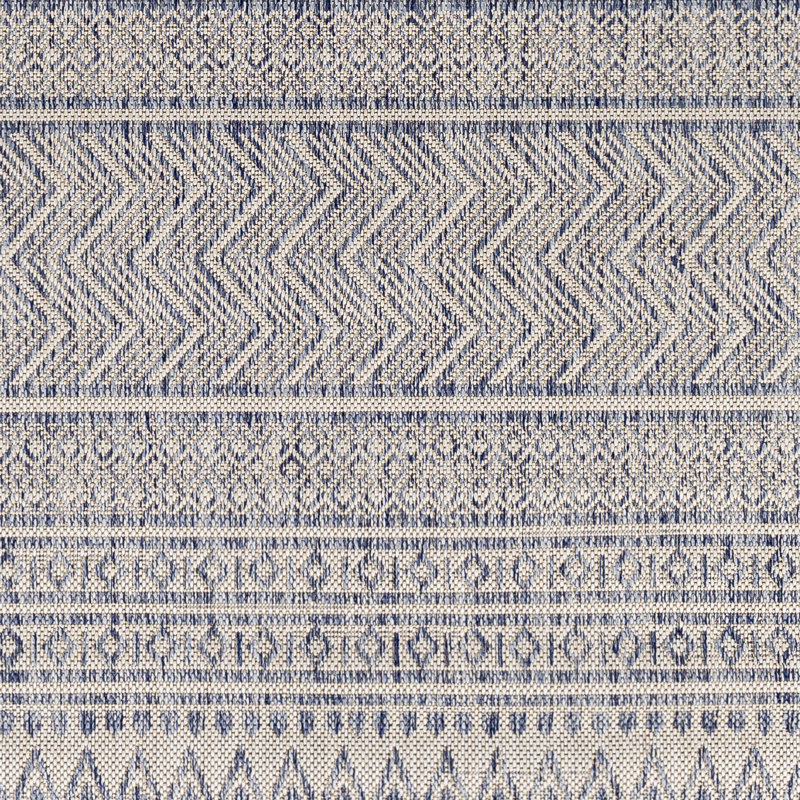 Intérieur / extérieur Isidro en polypropylène tissé à la machine, Beige/Blue, Rond 5 pi 3 po