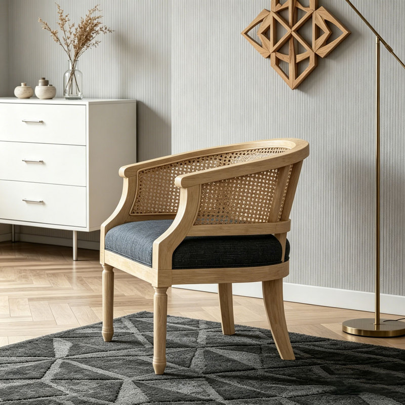 Fauteuil d'appoint en bois d'hévéa, Gris anthracite