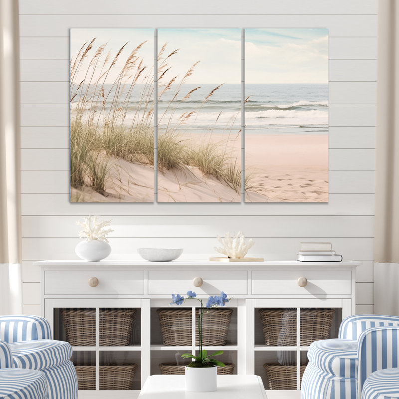 «Ocean Spring Bliss Tender Pastel Beach Grass II», ensemble de reproduction sur toile de plage, H 32 po x l 48 po x P 1 po