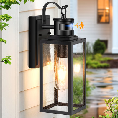4-Mode Motion Sensor Dusk to Dawn Outdoor Wall Light for Porch, Matte Black