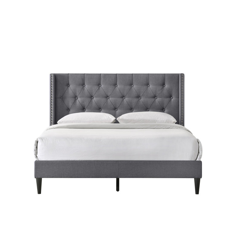 Upholstered Bed Aileen, Dark Grey, Kingsize (5')