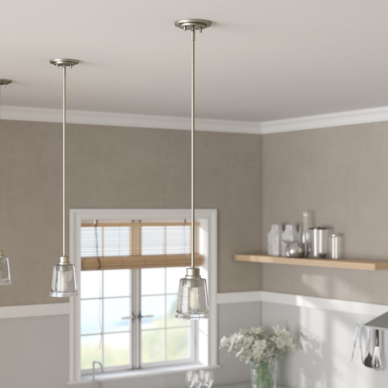 Luminaire suspendu en forme de cloche à 1 lumière Masham, Nickel brossé