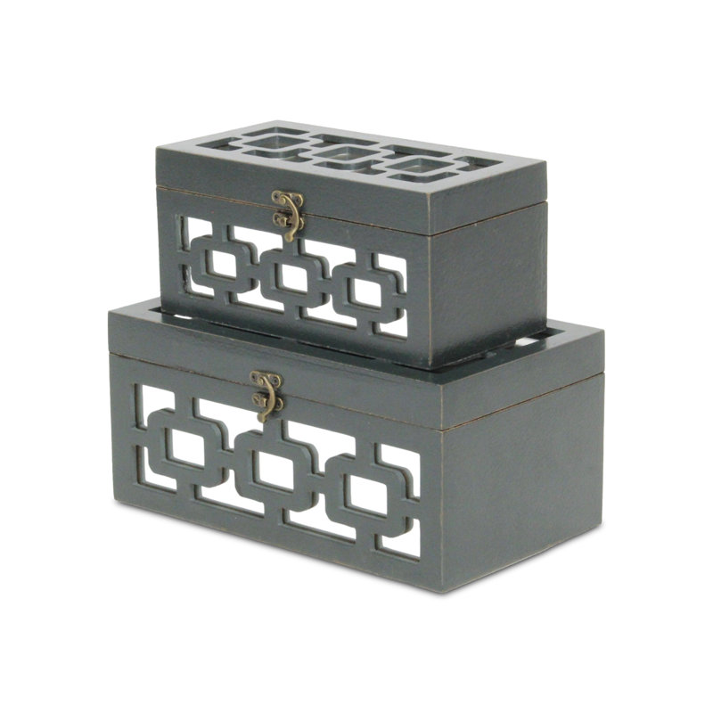 Dark Gray Geometric Pattern Decorative Box Set