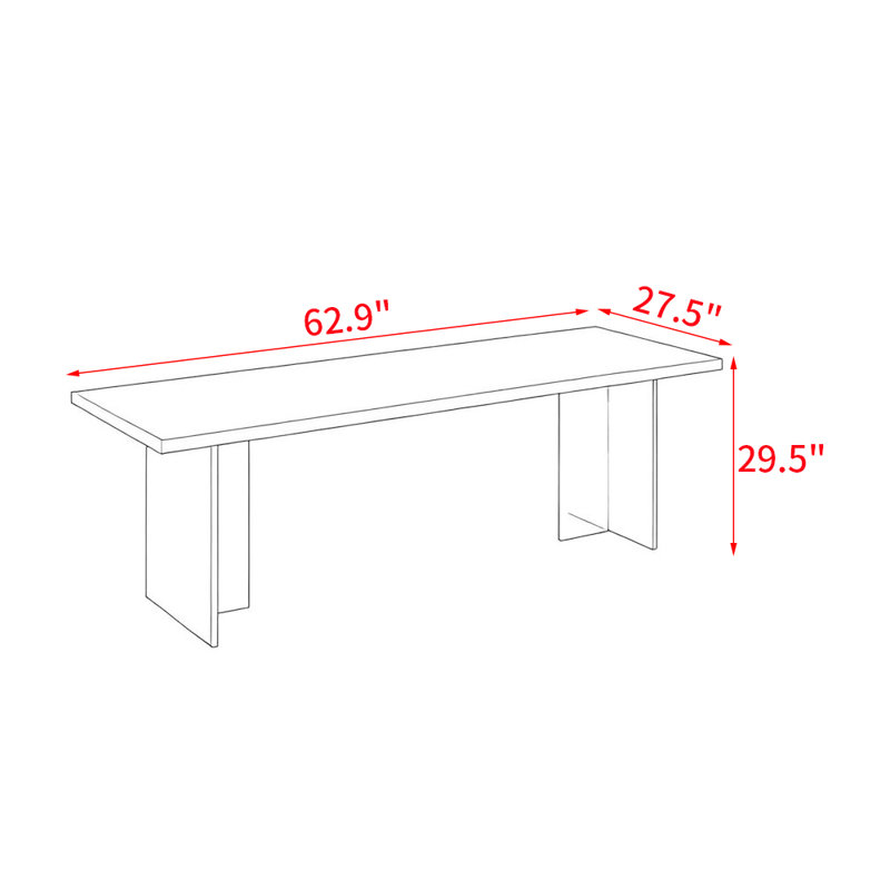 Table de salle à manger Sanjana, H 29,5 po x L 62,9 po x l 27,5 po