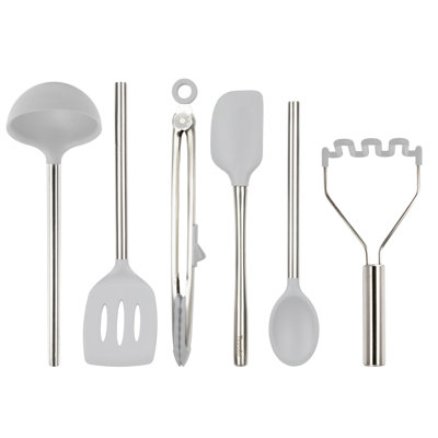 Ensemble d'ustensiles de cuisine en silicone 6 pièces avec poignées et louche en acier inoxydable Tovolo