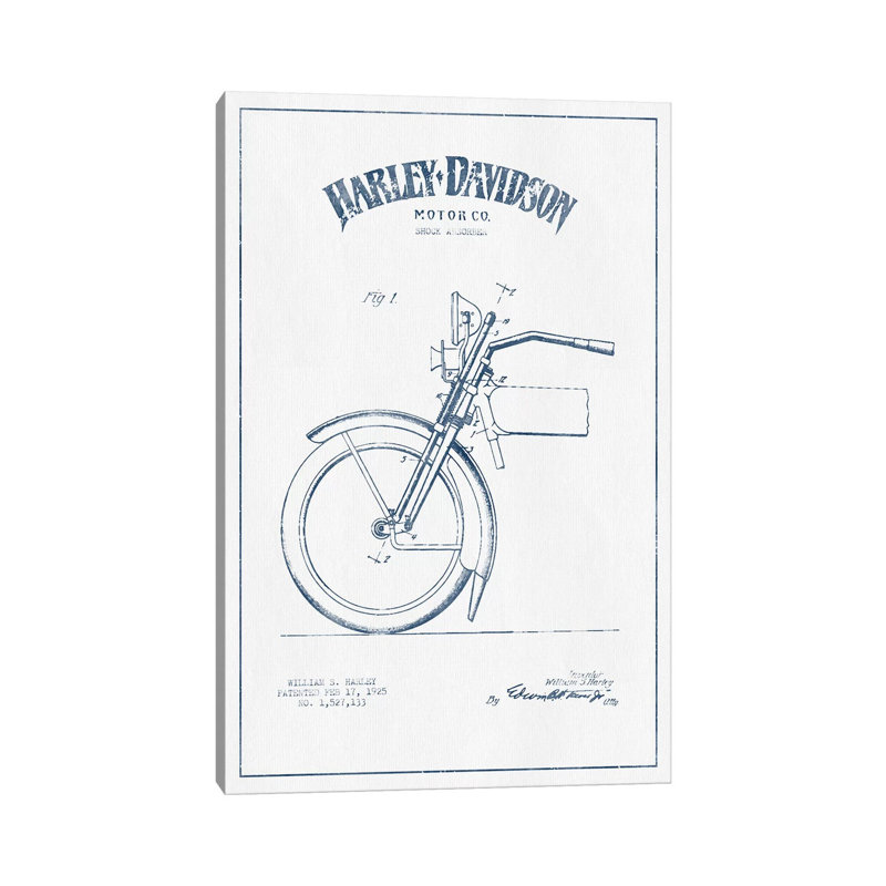 Harley-Davidson Motorcycles (Ink) II by Aged Pixel - Wrapped Canvas Painting, 66.04 cm H x 45.72 cm W