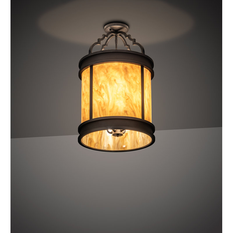 Amber Acrylic and Bronze 4-Light Indoor/Outdoor Flush Mount