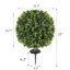 Ensemble de 2 buissons sphériques artificiels en forme de buis artificiel de 1,3 pi (15,8 po) avec piquet de sol intégré, verdure artificielle intérieure et extérieure résistante aux rayons UV, plantes artificielles pour le jardin, le porche et le b