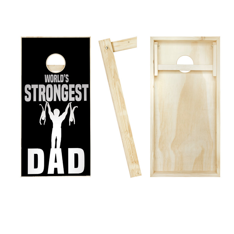 Ensemble de cornhole en bois massif 2 pi x 4 pi Worlds Strongest Dad, Noir