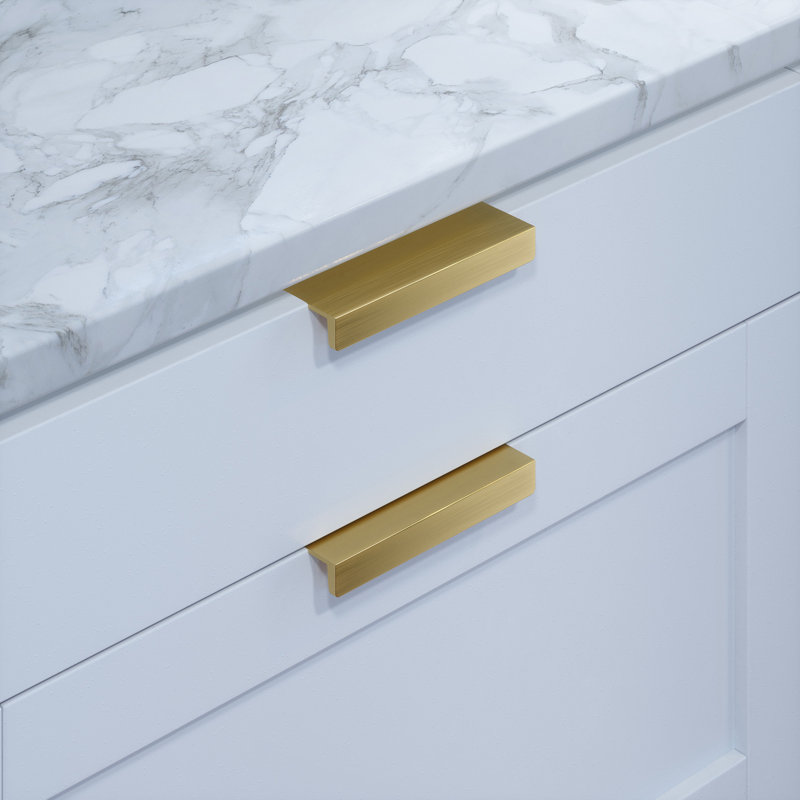 Martin 3" Center to Center Satin Brass Edge Drawer Pull, Satin Brass, 3"