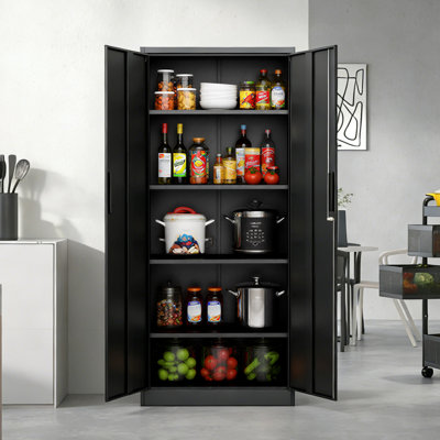72" Metal Storage Cabinet with Locking Doors & Shelves for Garage, Home Office, Classroom & Pantry
