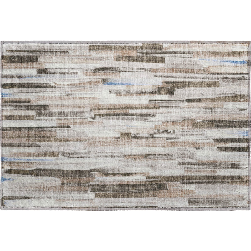 Premium Machine Washable Mayfield AMF2255 Striped Rug, 1'8" x 2'6", Khaki