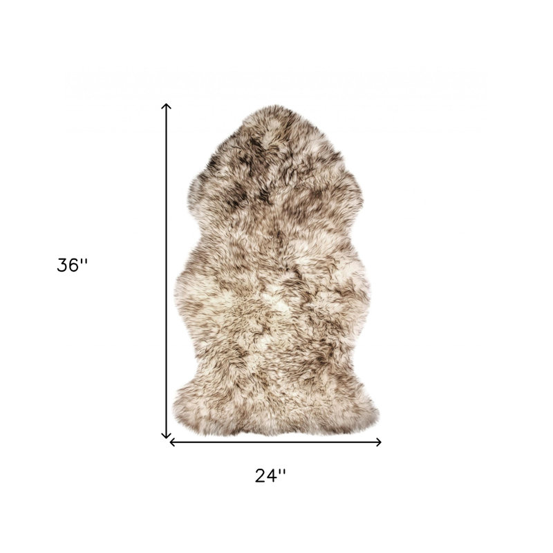 Tapis dégradé en peau de mouton véritable 2 pi x 3 pi brun et blanc