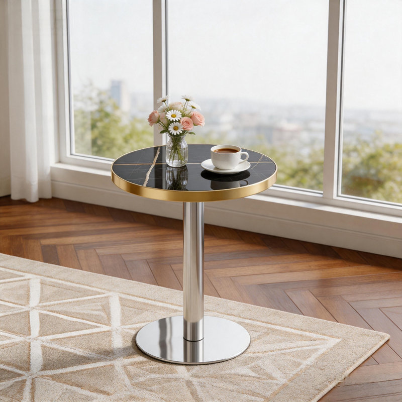 Table de salle à manger 23,6 po, Black/Silver
