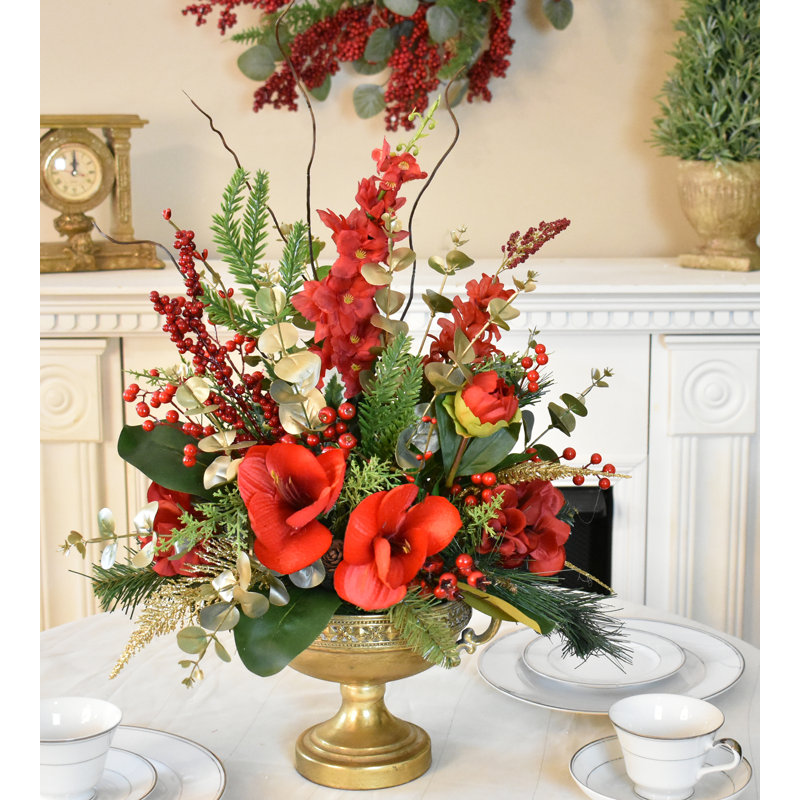 22 " Plastic and Faux Silk Amaryllis Arrangement