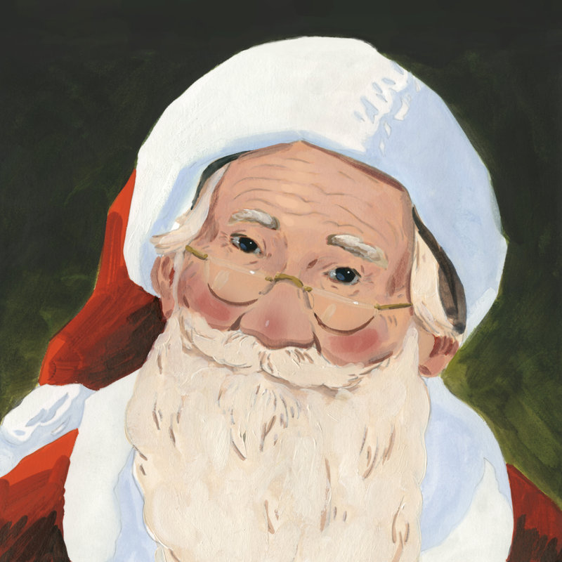 Santa Claus Specs II by Jacob Green - Painting Print, 122cm H x 81cm W x 3.8cm D, Black Floater Frame