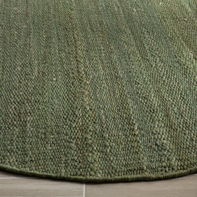Fitzwater Handwoven Natural Jute Striped Area Rug, Rond 6 pi