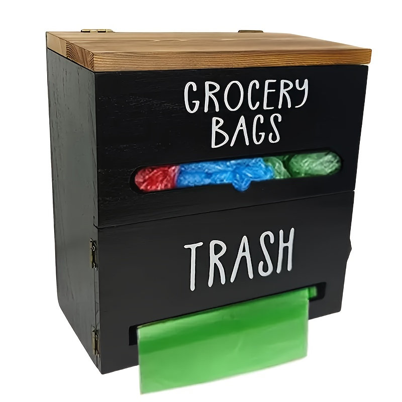 Organisateur de sac d'épicerie et de sac poubelle pour armoire de cuisine et fixation murale, Black