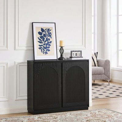 47.2" Fluted Buffet Cabinet Sideboard With 2 Outlet Holes For Living & Dining Room
