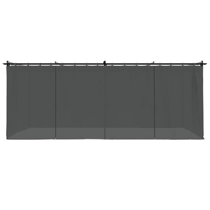Gazebo With Curtains Steel, 220cm H x 596cm W x 295cm D, Anthracite