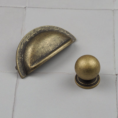 Antique Brass Cup Handle & Knob