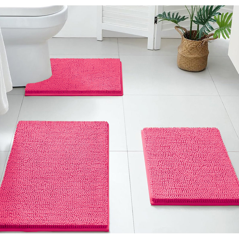 Tapis de salle de bain 3 pièces, Rose