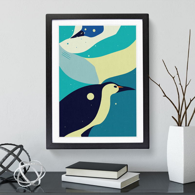 XV1022-382X Abstract Penguin No.1 - Single Picture Frame Print, 64cm H x 46cm W x 2cm D, Black