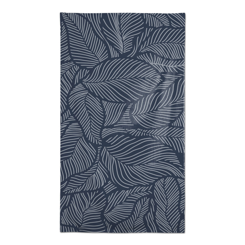 Dense Leaves Gray 5 Tablecloth, Blue