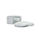 Marble Round 4 Piece Coaster Set With Holder