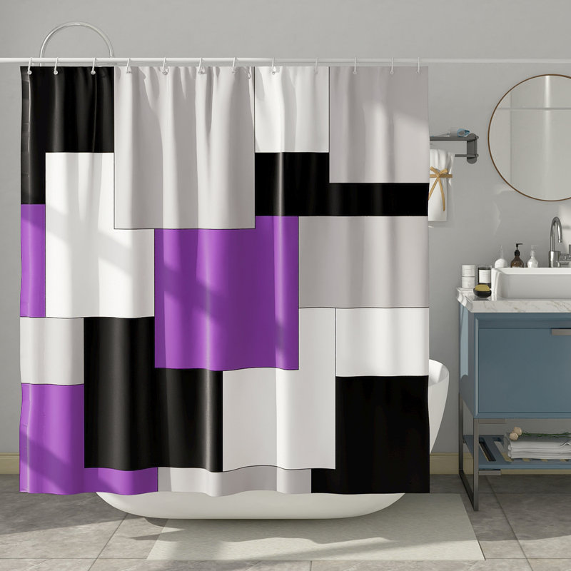 Ensemble de rideau de douche géométrique 13 pièces + crochets Vonnell