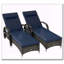 Ensemble de 2 chaises longues en rotin avec coussins, coussin et inclinaison à 5 positions-941646961