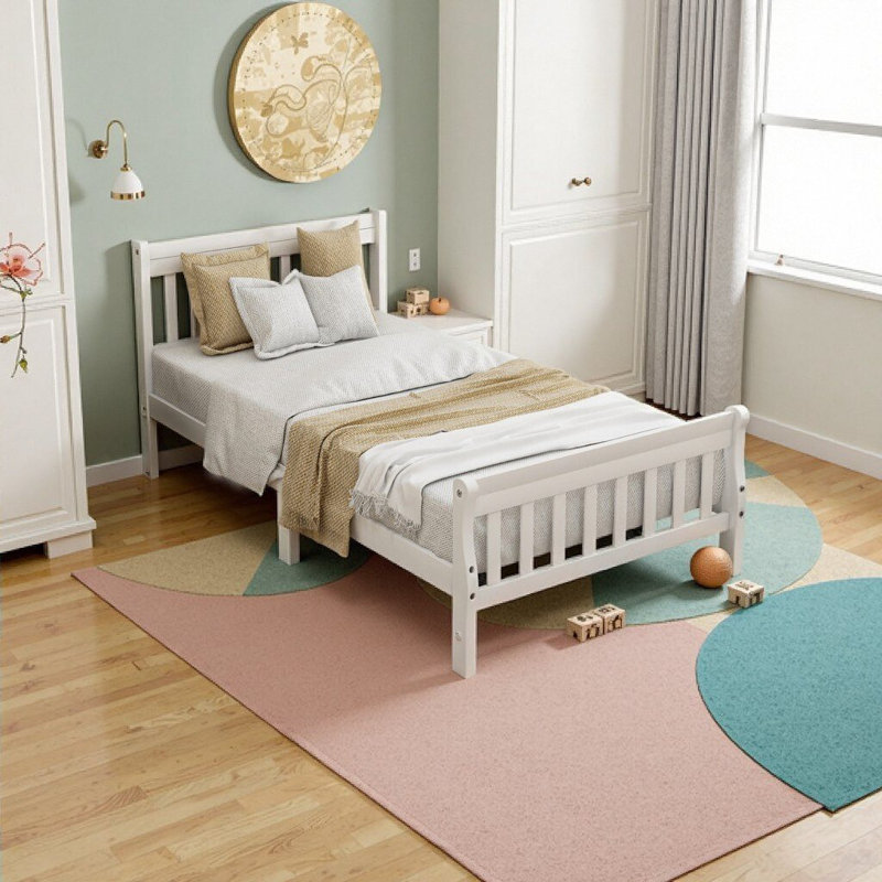 Lit plateforme Wood, Blanc