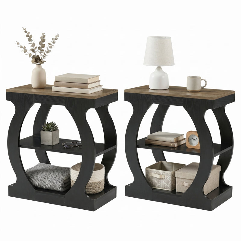 23.62cm W Manufactured Wood Bedside Table, Set of 2