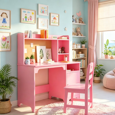 Ensemble de bureau et de chaise pour enfant de 37,99 po, table d'écriture pour enfant en MDF avec chaise, bureau pour tout-petits de 3 à 8 ans, ensemble de bureau ergonomique facile à assembler pour la maison, la chambre à coucher et la salle de class