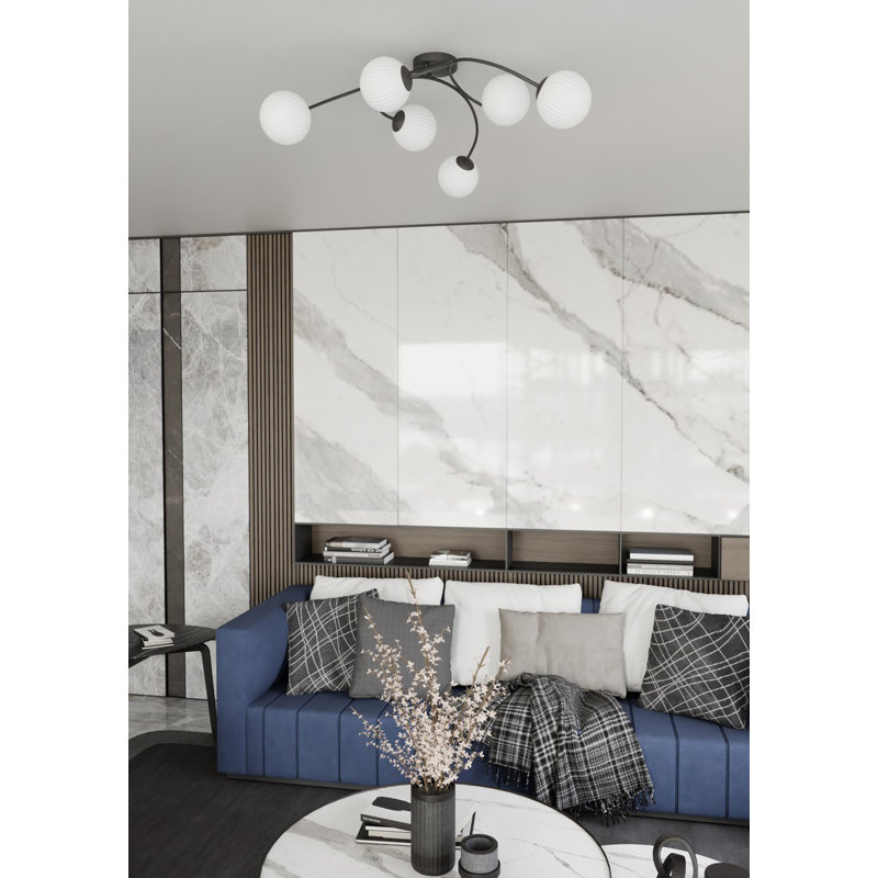 Burgettstown Flush Mount, Matte Black/Opal