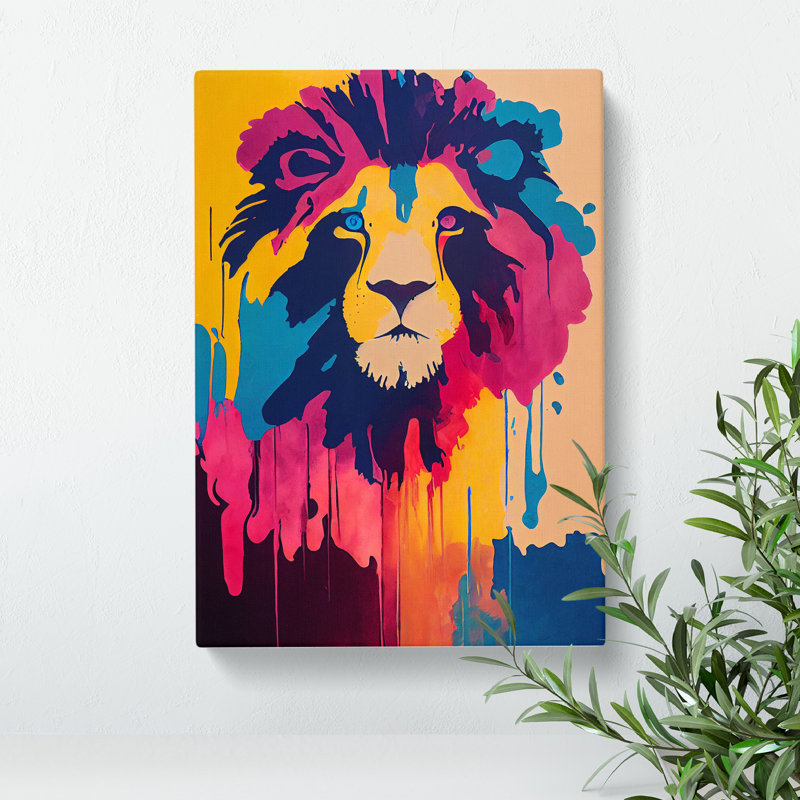 Lion Dripped Abstract - Wrapped Canvas, 76cm H x 50cm W x 3cm D