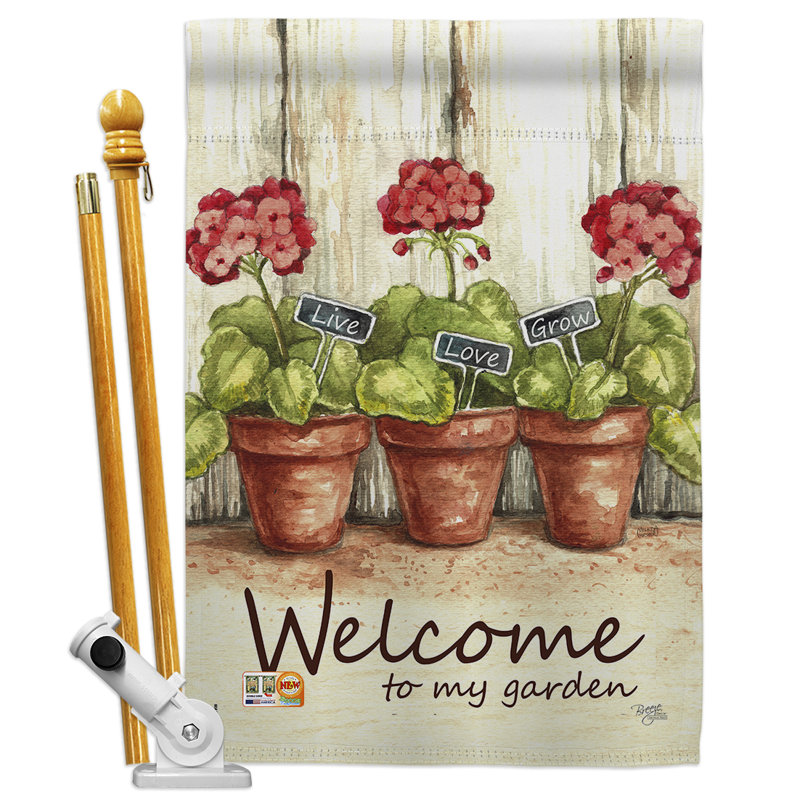 « welcome to my jardin », 2 côtés polyester 40 x 28 po ensemble de drapeau