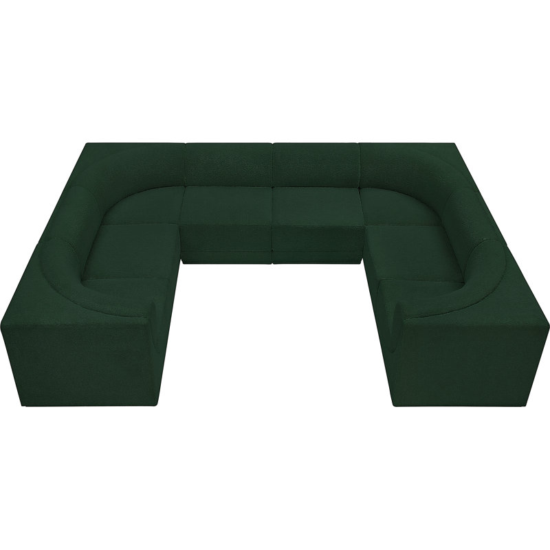 Canapé modulaire rembourré 8 pièces Ollie, Tissu bouclé vert