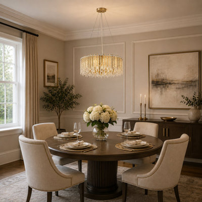 Lustre rond en cristal 12 lumières Transitional