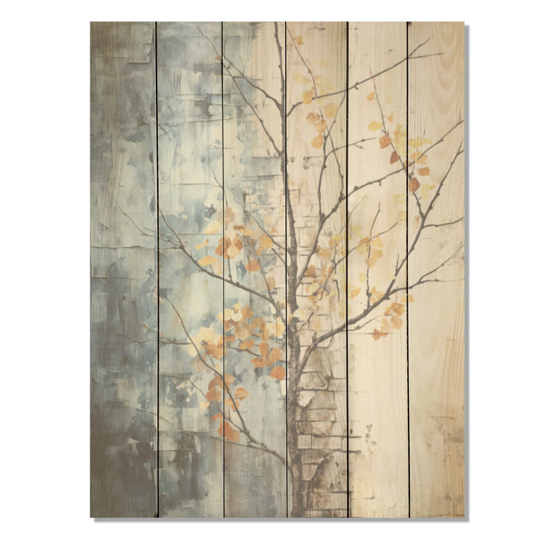 «Minimalist Granite Grape Leaves I», art mural en bois sur bois de pin naturel, H 20 po x l 10 po