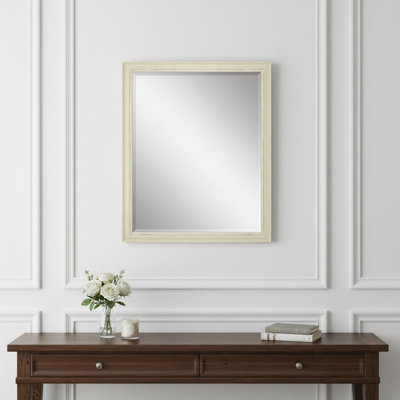 32" White Solid Wood Framed Accent Mirror