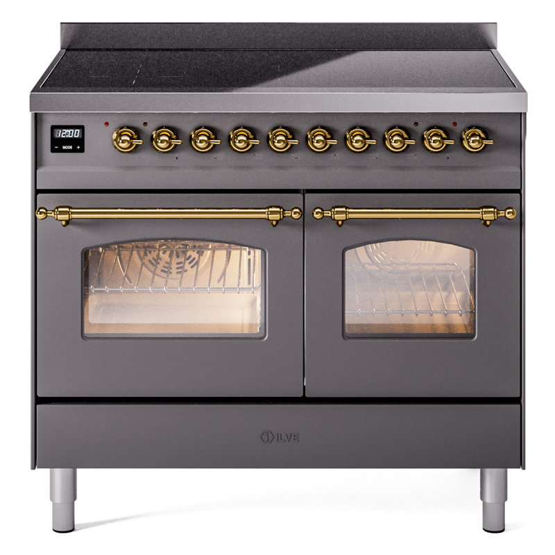 ILVE Nostalgie II 40 in Induction Range, Graphite Matte/Brass