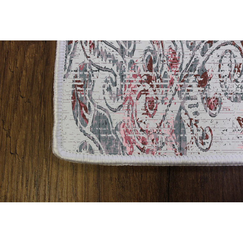 Tapis luxueux, 2,6 x 4,0 pi | 100% polyester, hauteur des poils de 0,4 po | Pois antibactérien et antidérapant en PVC | Lavable à la machine, impression numérique 3D | Parfait pour le salon et la chambre à coucher