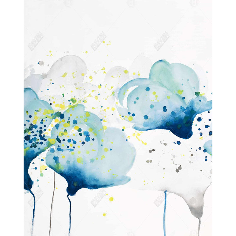 Dotted Paint Splash Flowers - Framed Canvas Office Decor
