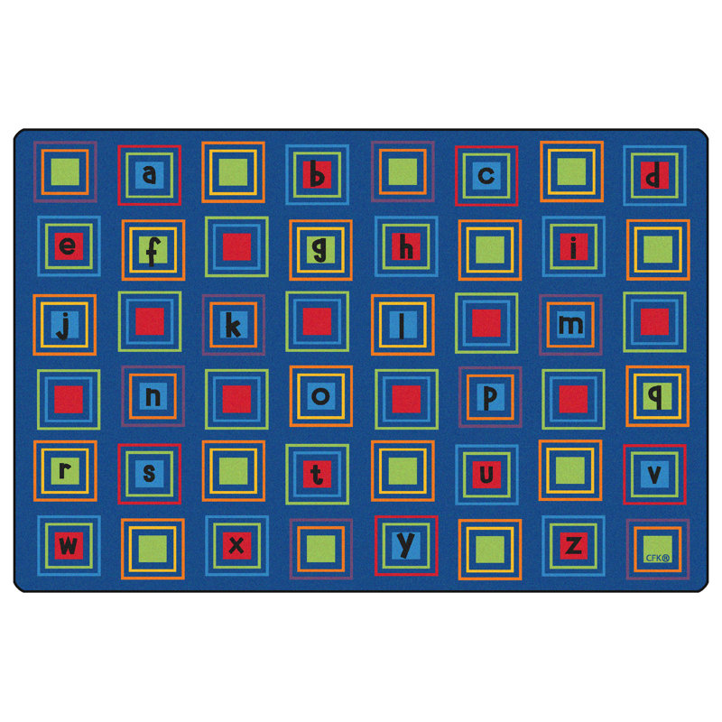 Tapis bleu Literacy Alphabet Squares, Rectangle 4pi x 6 pi