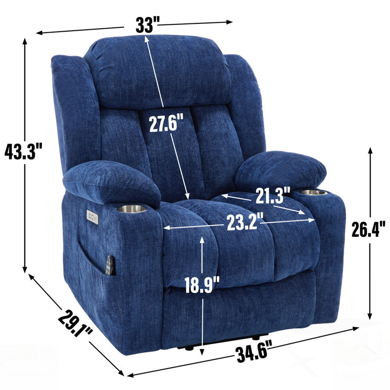 Fauteuil inclinable électrique Chenille, Bleu