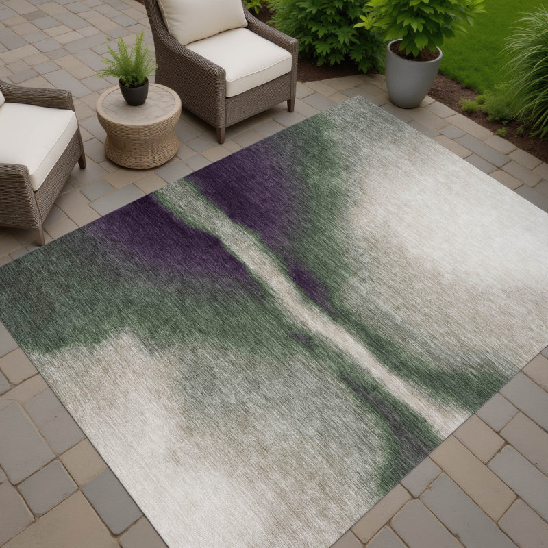 Machine Washable Indoor/Outdoor Lockway ACN2419 Abstract Rug, Rectangle 10' x 14'