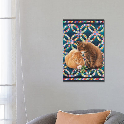 Valentine's Day With Spiro And Blossom by Ivory Cats - Wrapped Canvas Print