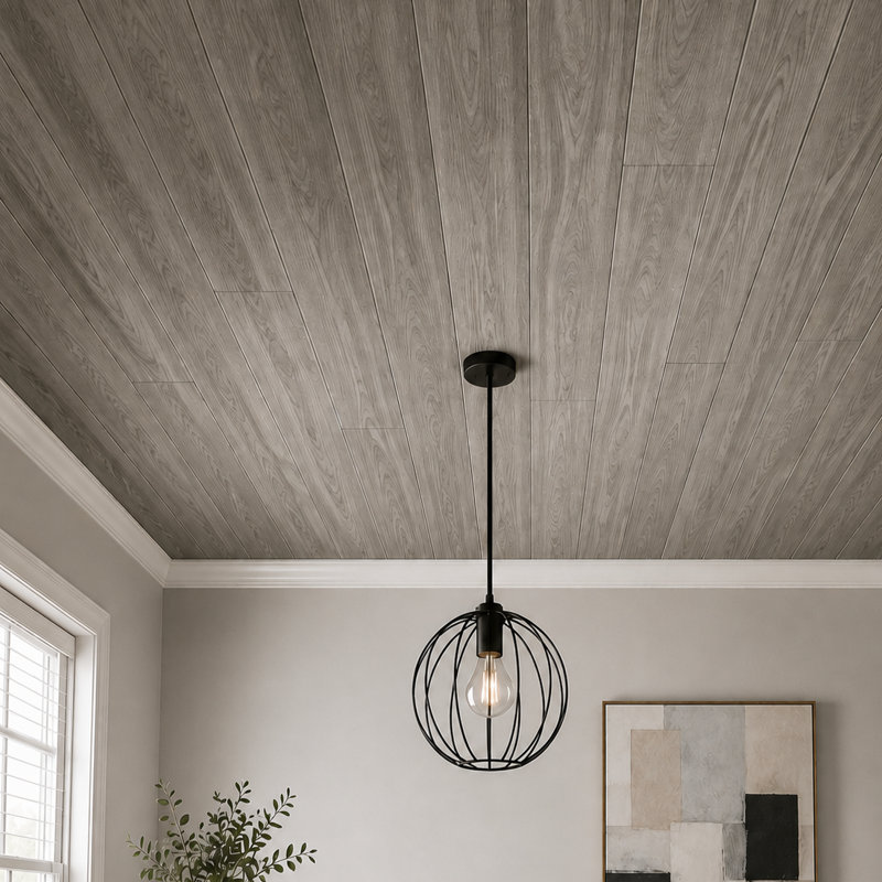 Planche de plafond en styromousse gris rustique, Gris