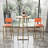 -piece bar table and chair set with gold frame, storage table, sponge cushions, beige and orange upholstery